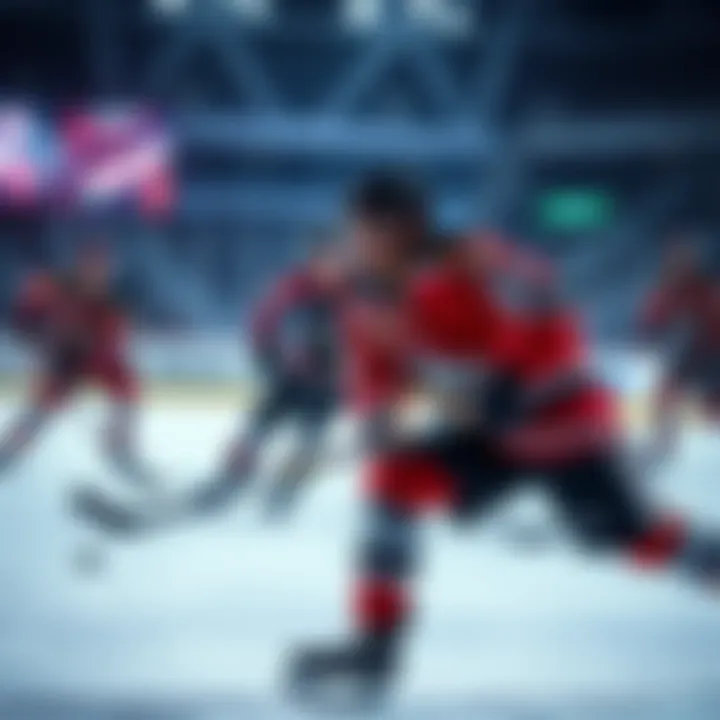 A thrilling ice hockey game with players in action, showcasing intense competition and skill on the ice.