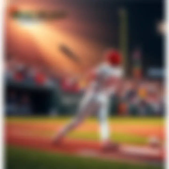 A baseball player hitting a home run on the field during a game, showcasing excitement and energy from fans in the background.
