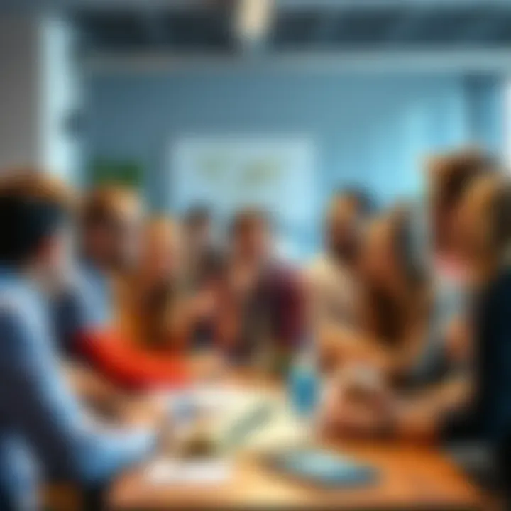 A group of diverse people engaged in a fun brainstorming session about innovative ways to make money.