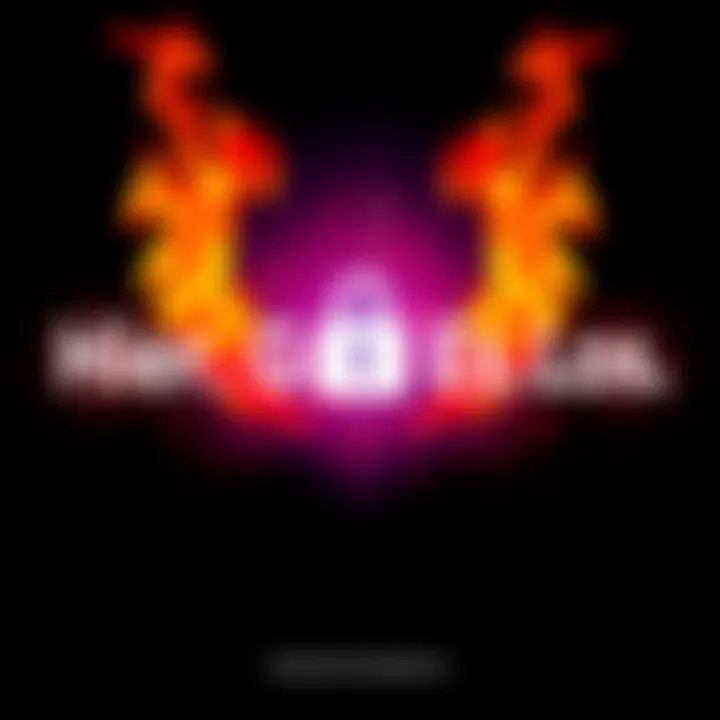 A vibrant graphic showcasing the phrase 'Hier. Geht. Es. Los.' with flames and a lock symbol, indicating new and thrilling changes ahead.