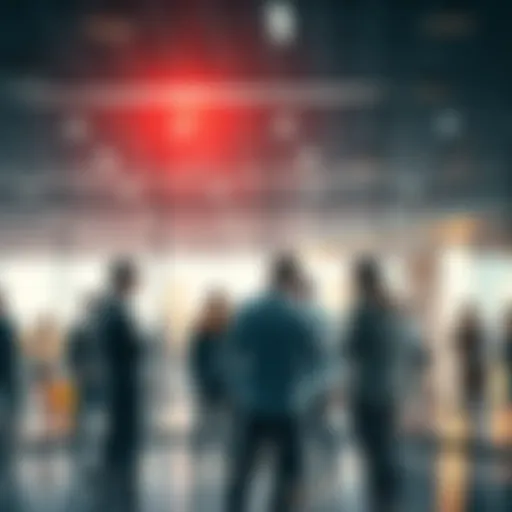 A group of people discussing the latest news trends in a modern setting.