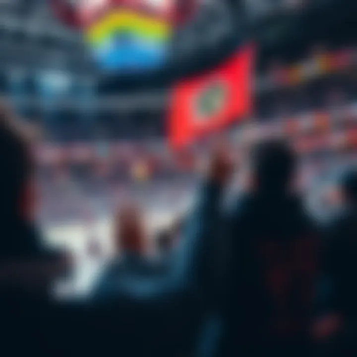Fans enjoying an NHL game with banners and team colors
