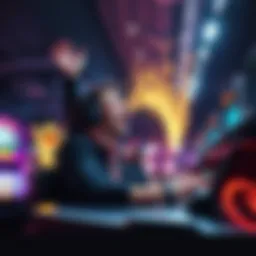 A person celebrating a big win while playing on a gaming platform at night.