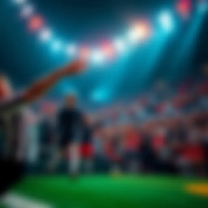 A thrilling moment at a sports game with fans cheering and players in action
