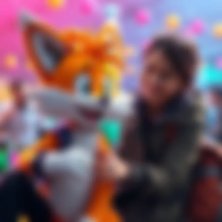 A joyful person interacting with a playful Tails character in a vibrant setting, showcasing fun activity tips and advice.
