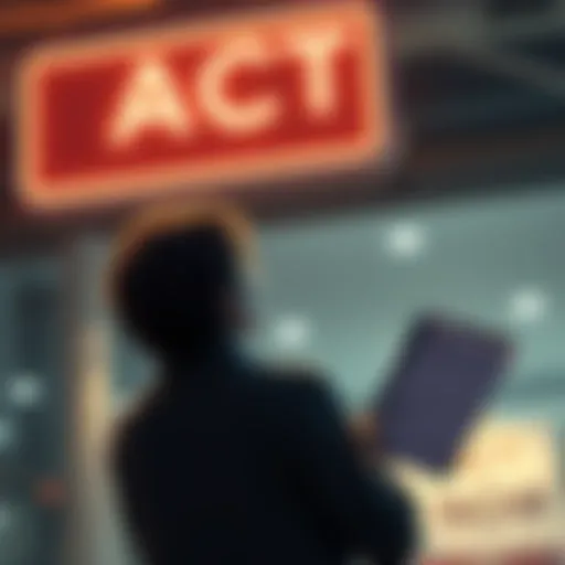 A person looking at a bright sign that says 'Act Now' while holding documents, symbolizing the urgency of seizing a special offer.