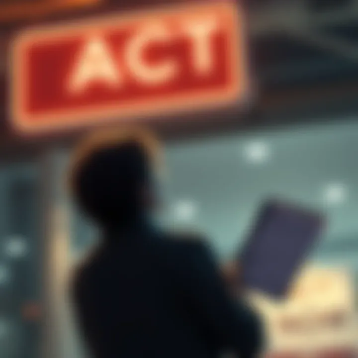 A person looking at a bright sign that says 'Act Now' while holding documents, symbolizing the urgency of seizing a special offer.