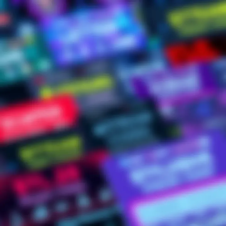 A collection of digital codes with vibrant backgrounds representing various streaming offers from different streamers.