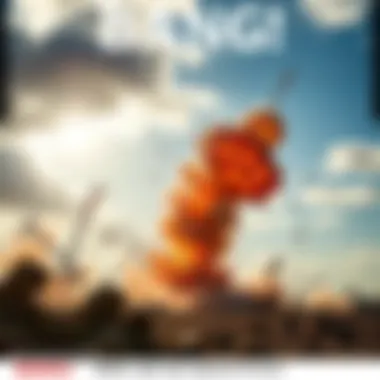 Explosion Details A powerful explosion with debris and smoke rising into the sky.