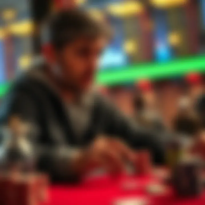 A man sitting at a table with poker chips looking thoughtful about his next steps after losing in poker