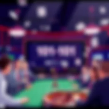 Illustration of fair betting odds in a casino setting, showing -101/-101 odds on a digital screen with happy gamblers around.