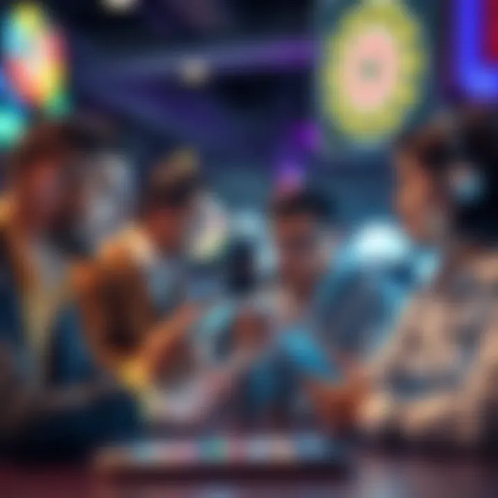 A group of people discussing online casinos on their devices, emphasizing trust and community feedback.