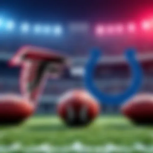 Atlanta Falcons and Indianapolis Colts logos with football background