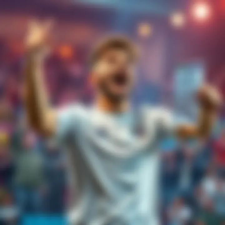 A passionate sports fan celebrating a win while holding a betting slip and wearing a team jersey