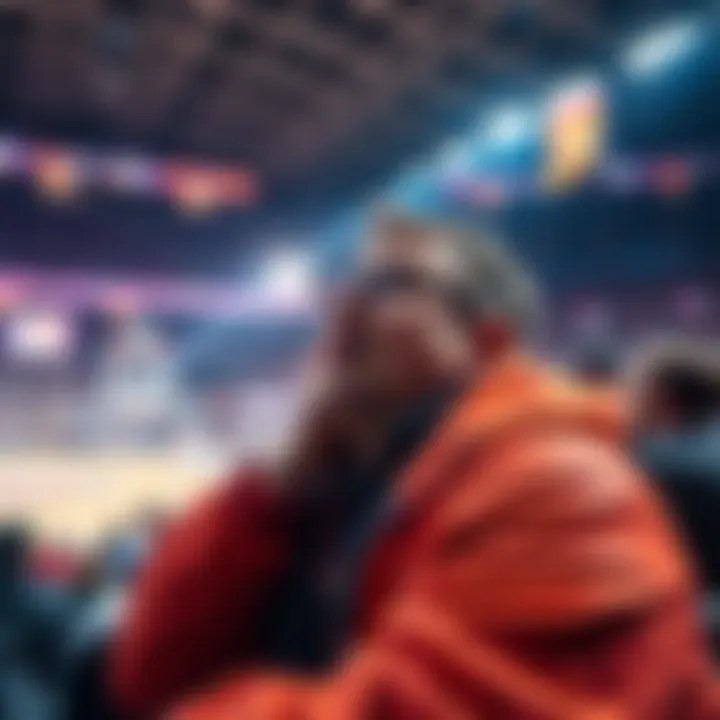 A shocked fan during a Broncs game, witnessing a robbery.