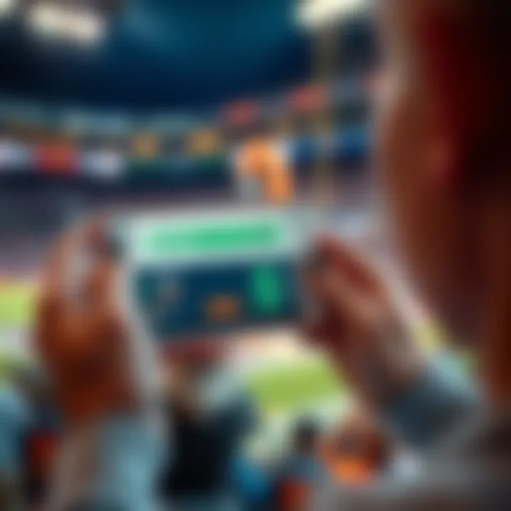 A person placing a sports bet on a mobile device with FanDuel open on the screen, showing a $100 wager and bonus details.