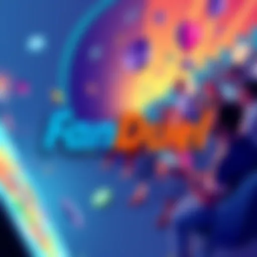 A colorful illustration showcasing the FanDuel logo with people enjoying online gaming on various devices.