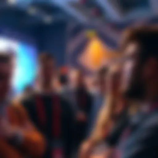 FanDuel representatives being excluded from an event A group of people at an event discussing the exclusion of FanDuel representatives, showing frustration and curiosity.