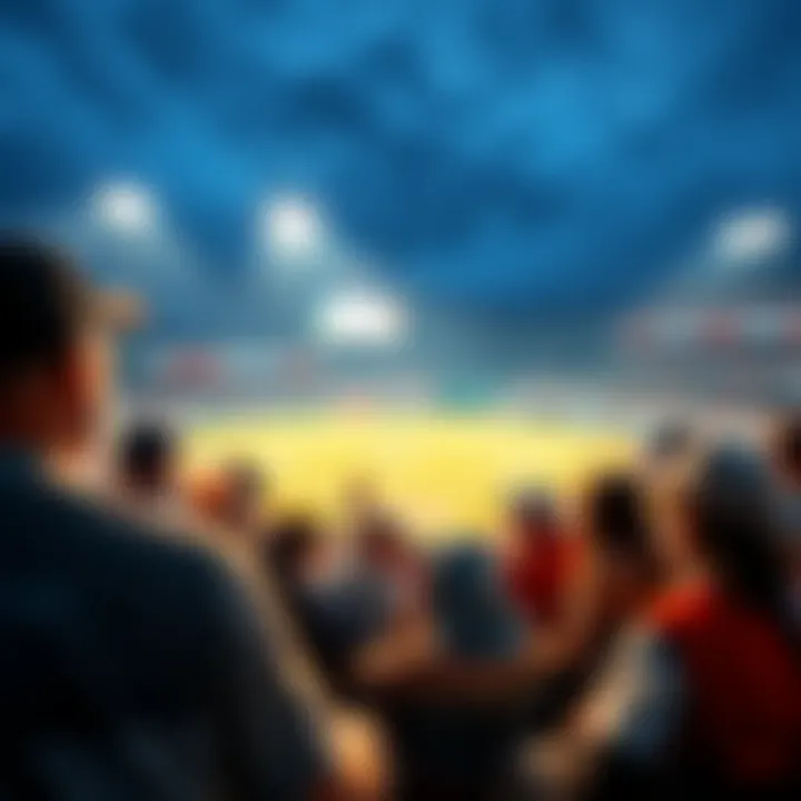 People enjoying a baseball game Fans cheering at a baseball game with drinks and snacks in hand