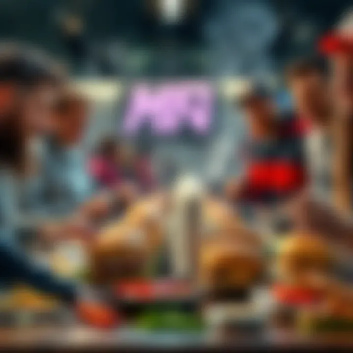 Fans cooking for Monday Night Football A group of fans preparing food for a football game, featuring burgers and snacks on the table