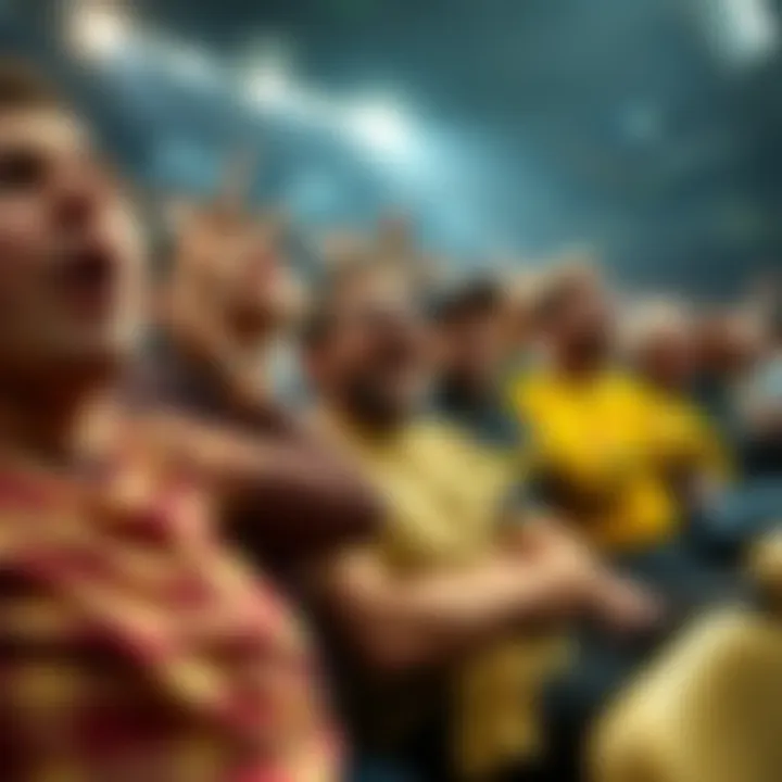 A group of football fans showing disappointment and frustration in the stands after a Dortmund game