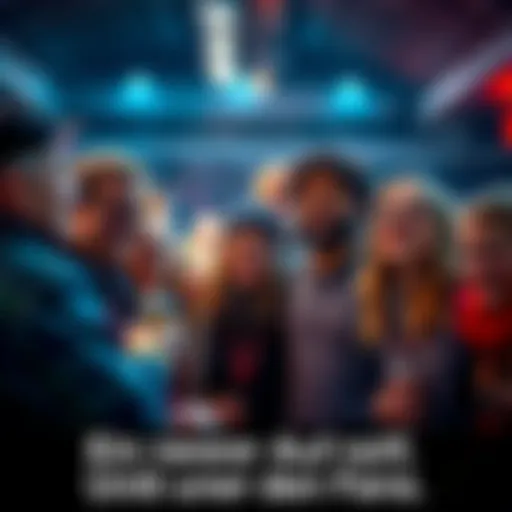 A diverse group of fans together, smiling and interacting in a friendly gathering, promoting respect and community spirit.