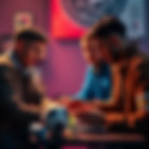 A group of friends analyzing player stats and strategies for fantasy football