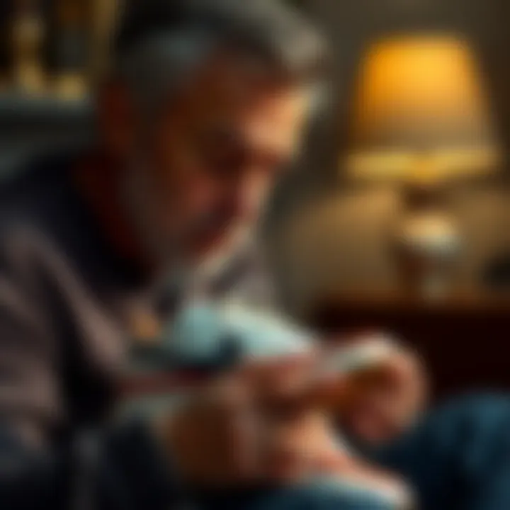 A father sits with a sorrowful expression, looking at a pair of new Nike shoes that he promised to his children but cannot deliver. His face shows regret and shame, conveying the emotional struggle of...