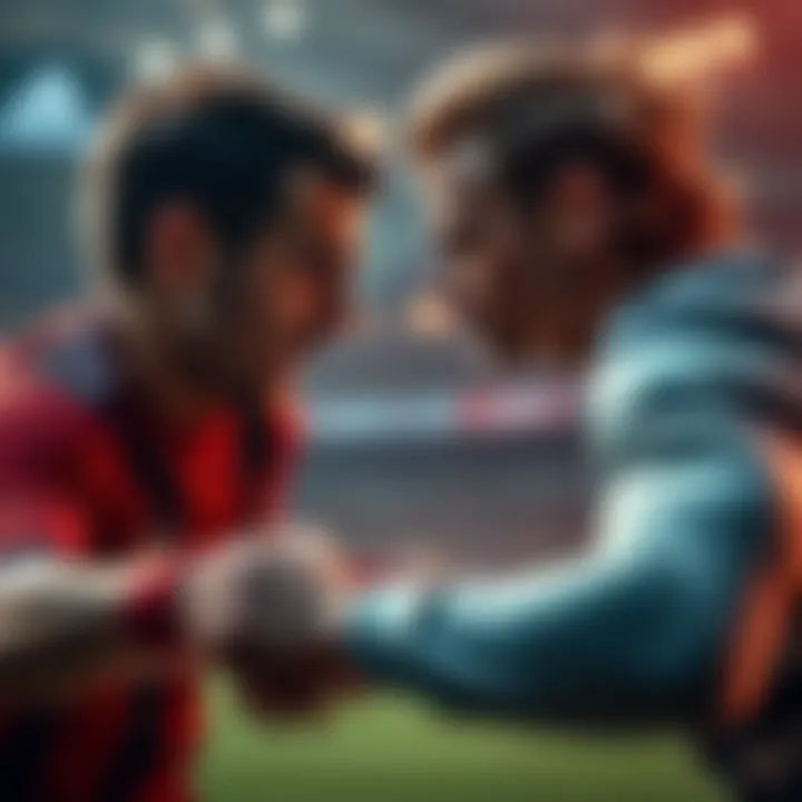 A tense moment in a sports betting match between a strong favorite and a determined underdog, showcasing their competitive spirits.