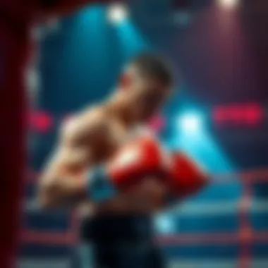 Figgy in the boxing ring Figgy prepares for a boxing match, showing determination and focus in his stance.