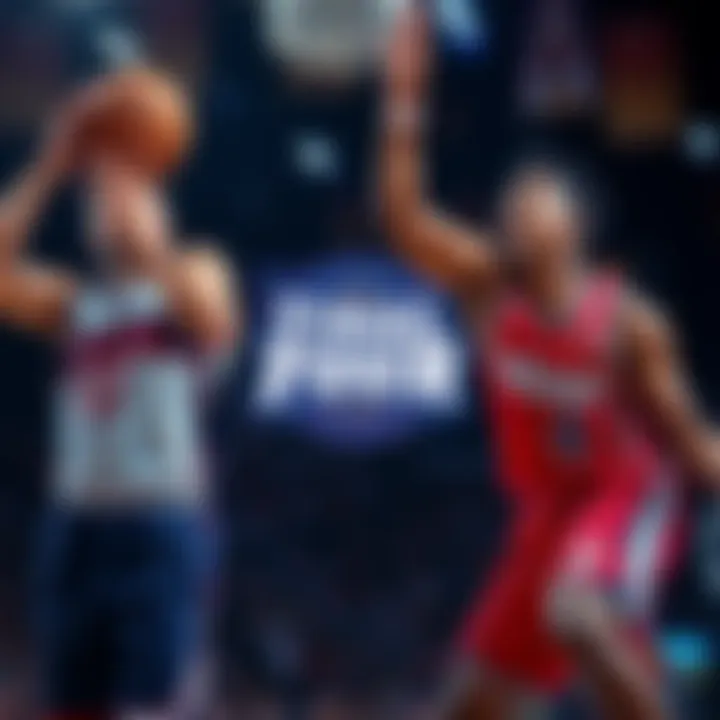 Basketball players from Arizona and UConn competing in Final Four matches