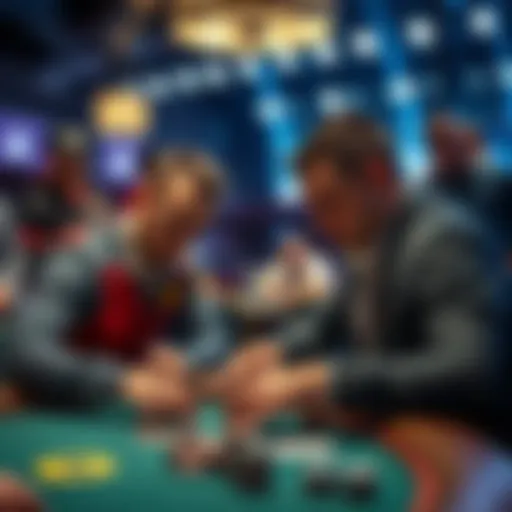 Two players intensely focused during the heads-up match at the final table of the tournament, with spectators watching closely.