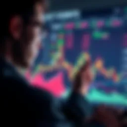 A person analyzing financial charts showing losses and gains, reflecting the impact of loss chasing.