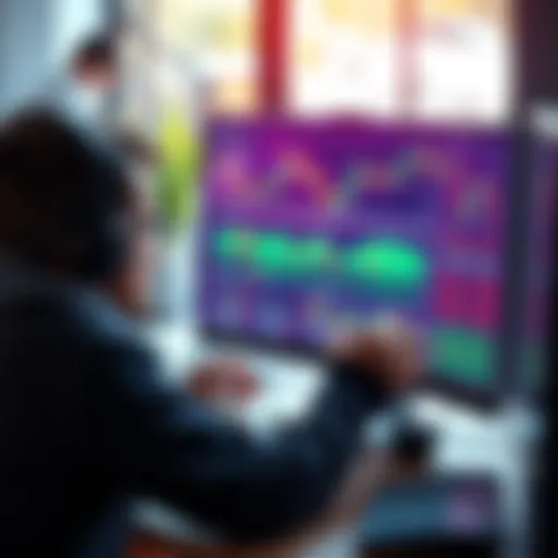 A person analyzing financial charts and graphs on a computer, planning strategies for maximizing gains in a financial game.