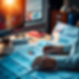 Weekly and Monthly Financial Planning A person analyzing financial reports and charts on a desk, planning weekly and monthly income strategies.