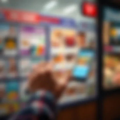 A person holding a smartphone and browsing through freebie offers on a user board.