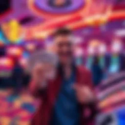 Person celebrating their first hand-pay jackpot win in a casino, holding cash with a big smile