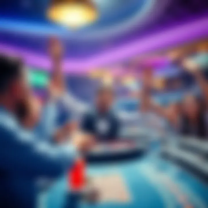 First BBJ Moment in Casino A player celebrating after hitting the first BBJ at a casino table, surrounded by friends cheering