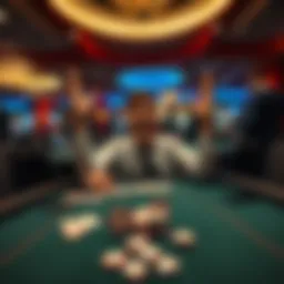 A excited person sitting at a blackjack table in a casino, with chips and cards in front, representing their first time playing the game.