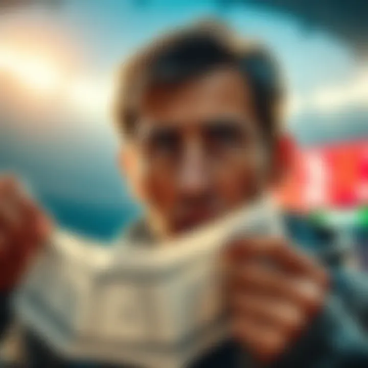A person looks at a betting slip with football odds and expressions of concern and curiosity.