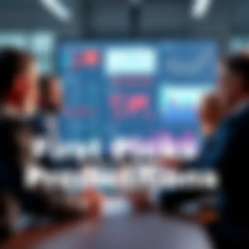 A group of experts discussing potential first picks for an upcoming election with charts and data displayed on a screen.