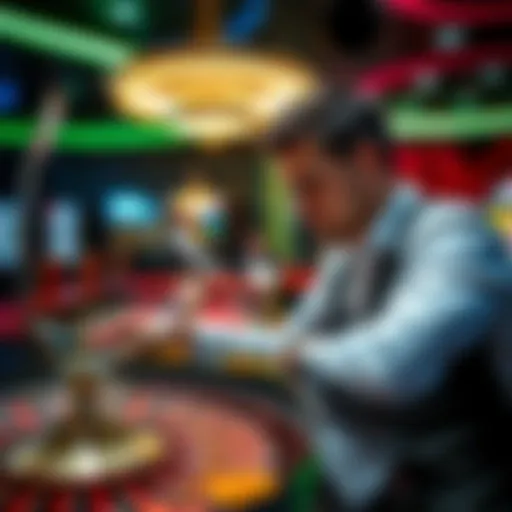 A player looks disappointed at a roulette table after losing money during their first visit to a casino.