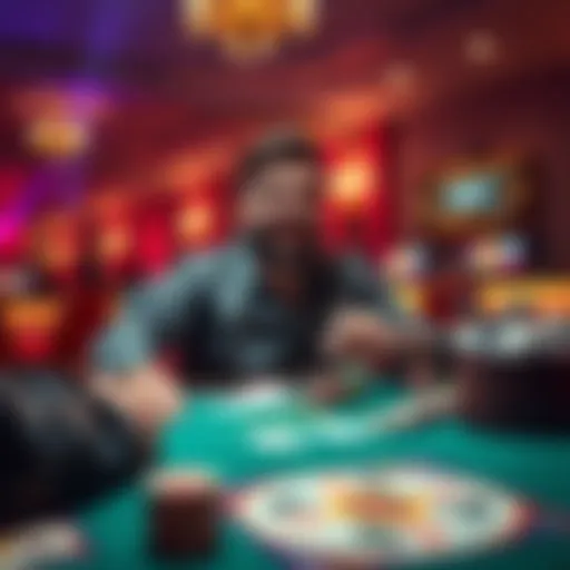 A person sitting at a casino table with cards and chips, looking excited and focused during their first gambling experience.