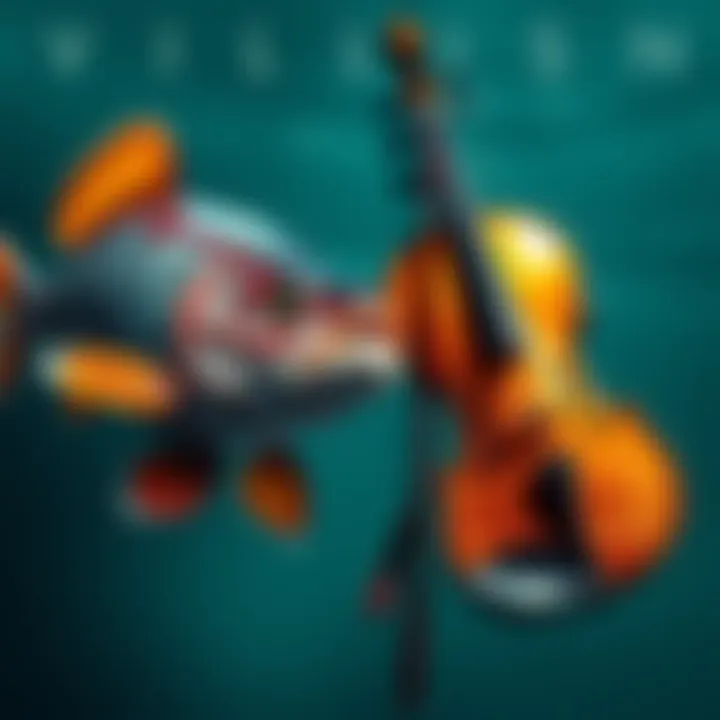 A side-by-side view of a fish and a violin, highlighting their unique shapes and features.