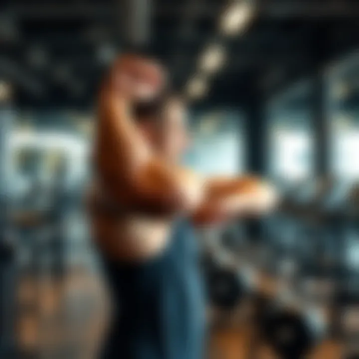 A person doing strength training in a gym, focused on reaching fitness goals