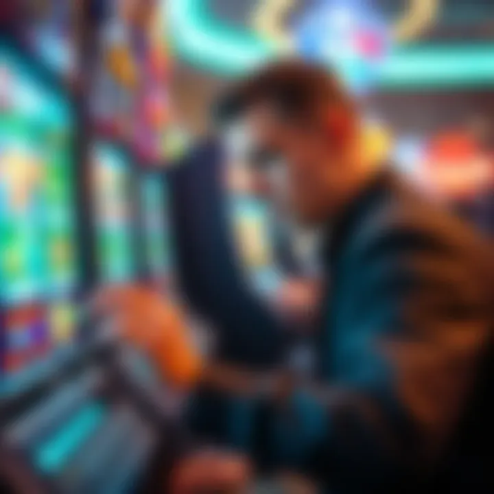 Experienced slot player observing the screen intently, ready to spot winning patterns.