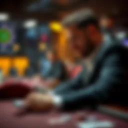 A poker player contemplating their move with KK in hand, looking at the table with chips and cards