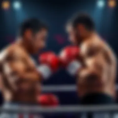 A tense moment in the boxing ring with Font and Rosas Jr. facing off, showcasing their intensity before the match.