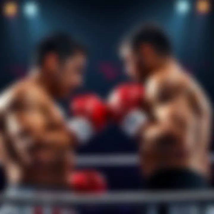 A tense moment in the boxing ring with Font and Rosas Jr. facing off, showcasing their intensity before the match.