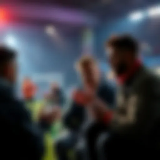 People engaging in a lively discussion about football betting tips and strategies